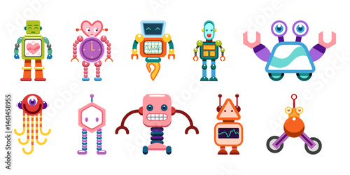 robot vector set collection graphic clipart design vector icon logo character premium illustration