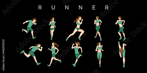 runner vector set collection graphic clipart design vector icon logo character premium illustration