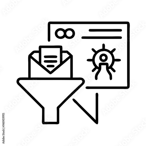 Spam Filtering Process Icon in Minimalist Style  