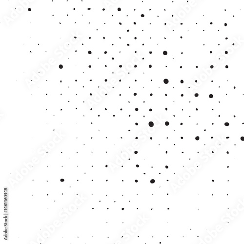 A scattered arrangement of small dark circles on a white background.