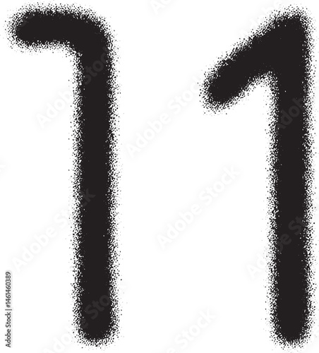 Two stylized black numbers '11' are sprayed onto a white background.
