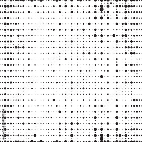 A dense of black and white circular dots covers the entire