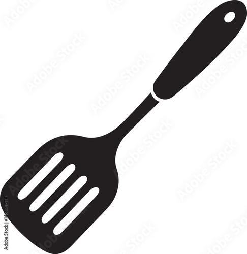 Spatula Silhouette Vector | Kitchen Tool, Cooking Utensil & Flip Icon in Black Vector