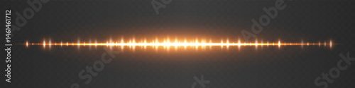 Orange audio waveform with glowing peaks and reflection. Suitable for music background, podcast visual, sound analysis, digital equalizer, voice playback and tech audio interface.