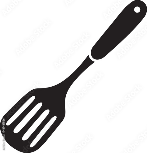 Spatula Silhouette Vector | Kitchen Tool, Cooking Utensil & Flip Icon in Black Vector