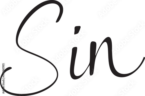 Elegant cursive script displays the word 'Sin' in a dark font on a white background.