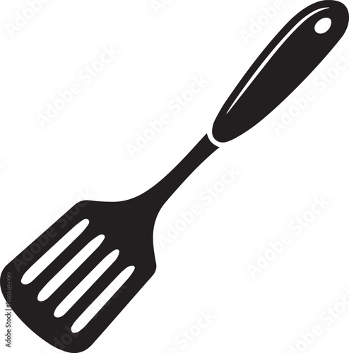 Spatula Silhouette Vector | Kitchen Tool, Cooking Utensil & Flip Icon in Black Vector