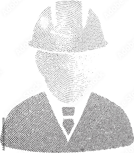 A grayscale portrait depicts a man wearing a formal suit and top hat.
