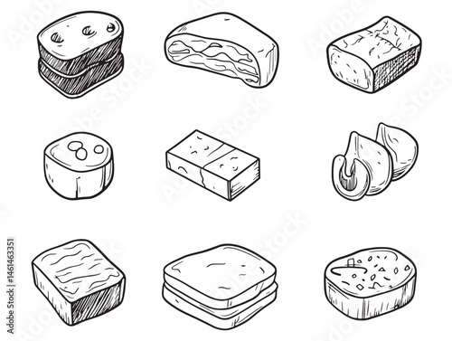 Brisket Food Line Art Design for Restaurant Menu Illustration