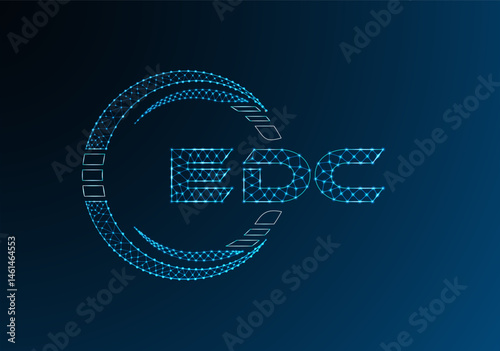 EDC low poly letter logo vector design. EDC lower poly logo design. Low poly logo.