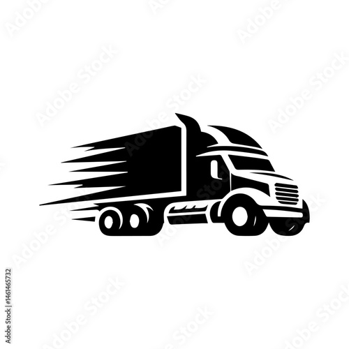 Black and white vector artwork of a heavy duty dump truck. Industrial machinery concept