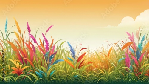 colorful grass field border background
