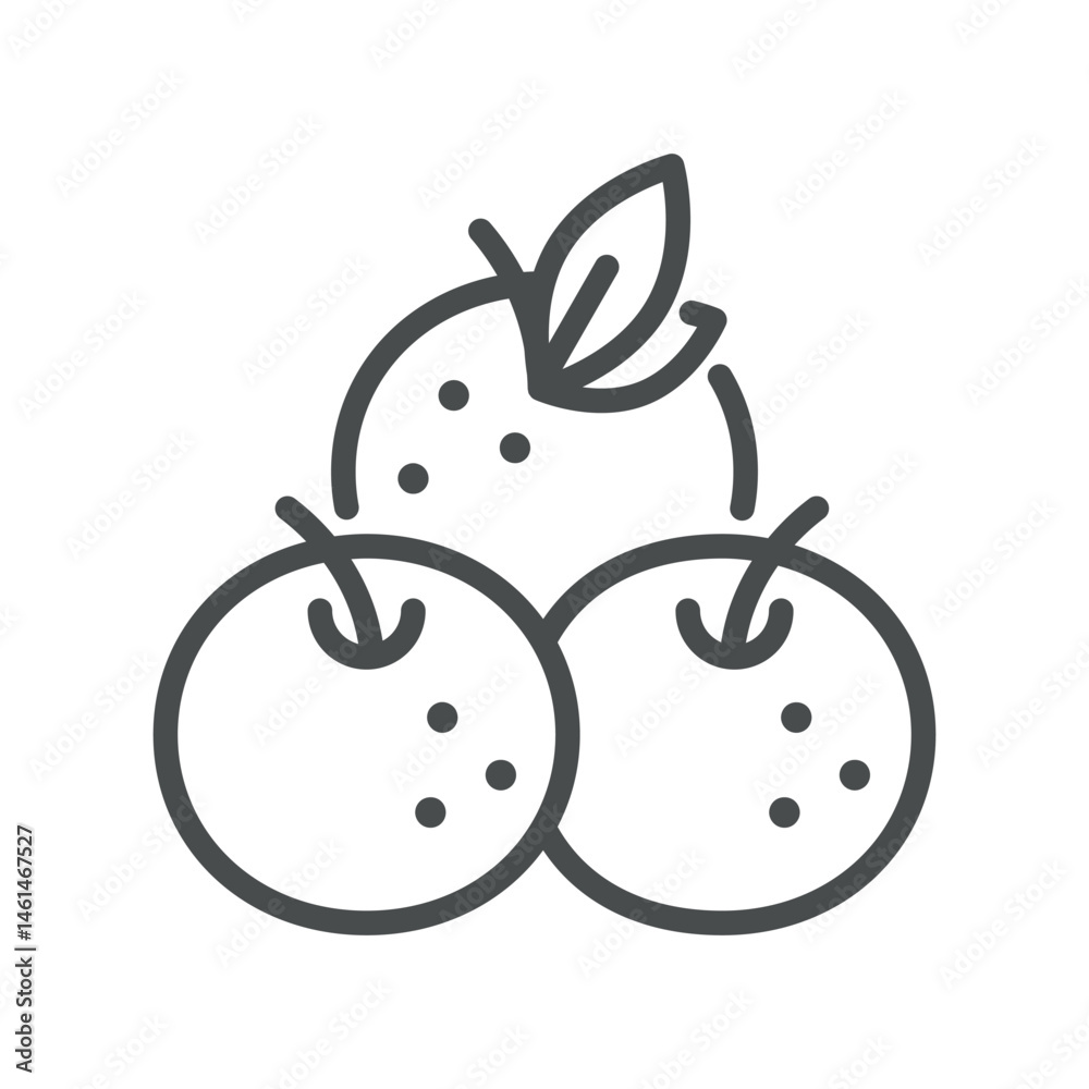 Obraz premium Orange Pile Icon. Simple Line Illustration of a Bunch of Juicy Oranges Cluster, Representing Fresh Harvest and Abundant Vitamin C Rich Citrus Produce. 