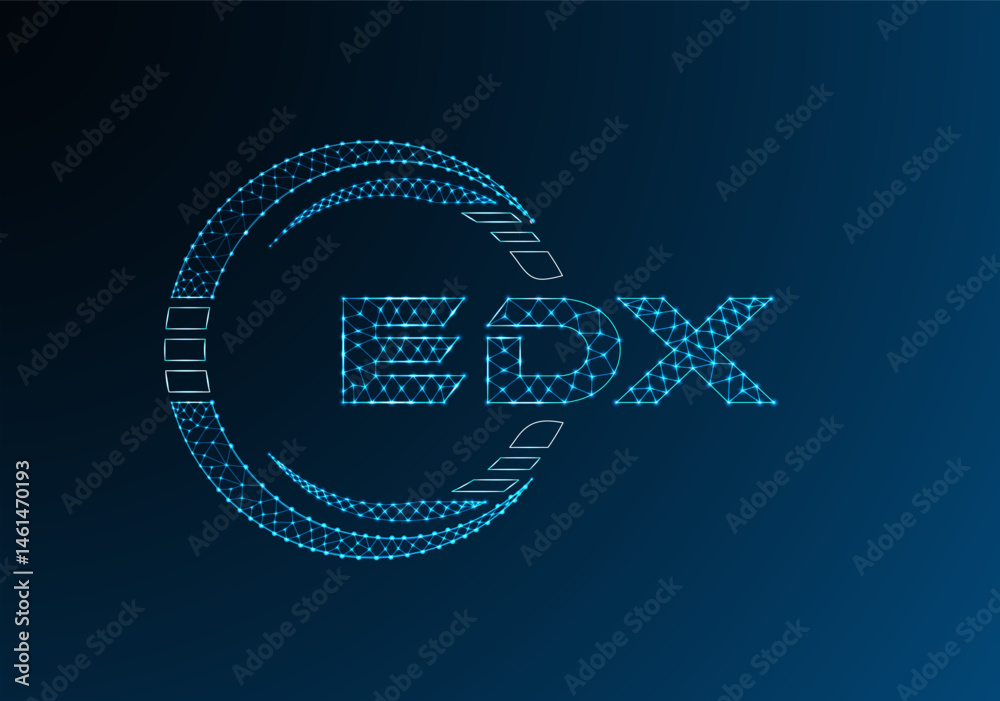 Naklejka premium EDX low poly letter logo vector design. EDX lower poly logo design. Low poly logo.