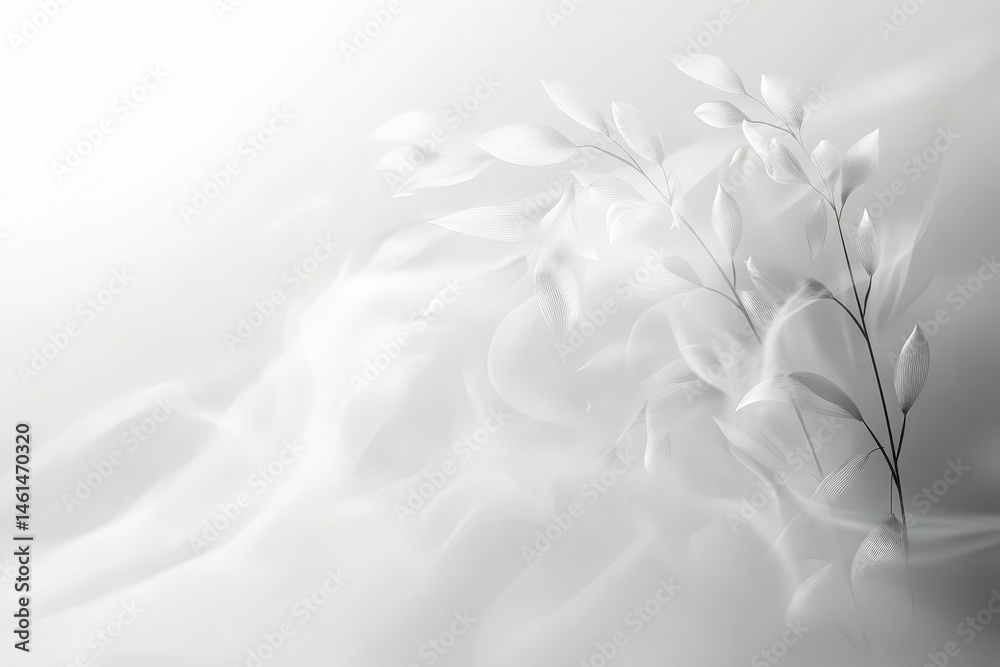 Fototapeta premium Delicate white floral arrangement on flowing fabric.