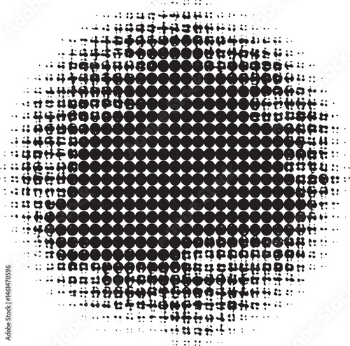 A dense repeating of black circles forms a central point.