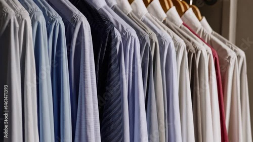 Wallpaper Mural Neatly arranged shirts in wooden wardrobe: a perfect closet organization display Torontodigital.ca