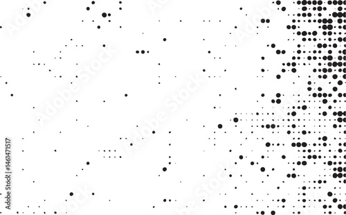 A dense of black dots is scattered across a white background.
