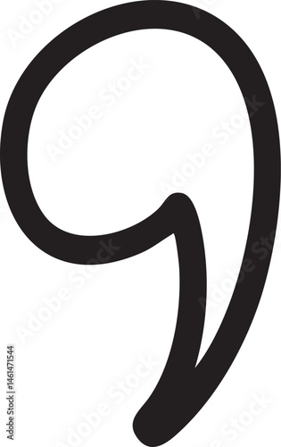 A stylized curved nine symbol stands prominently against a white background.