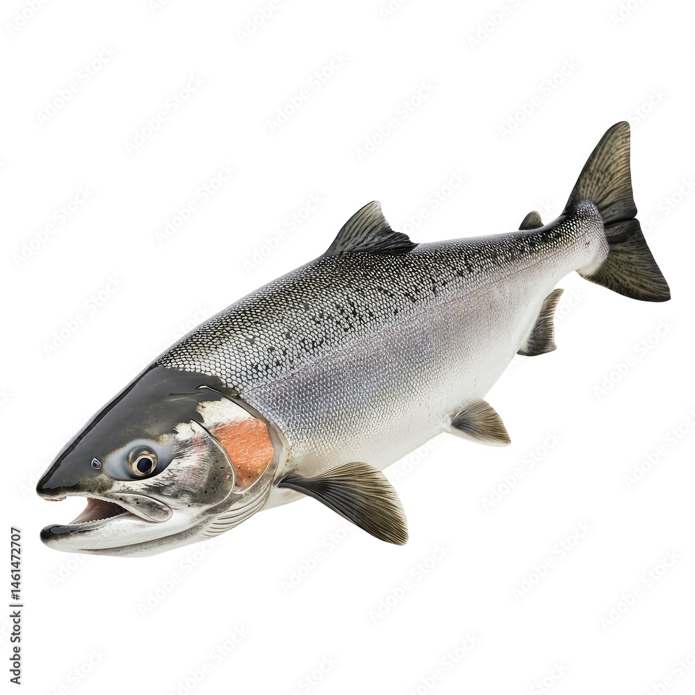 Naklejka premium Fresh salmon, whole, ready to eat