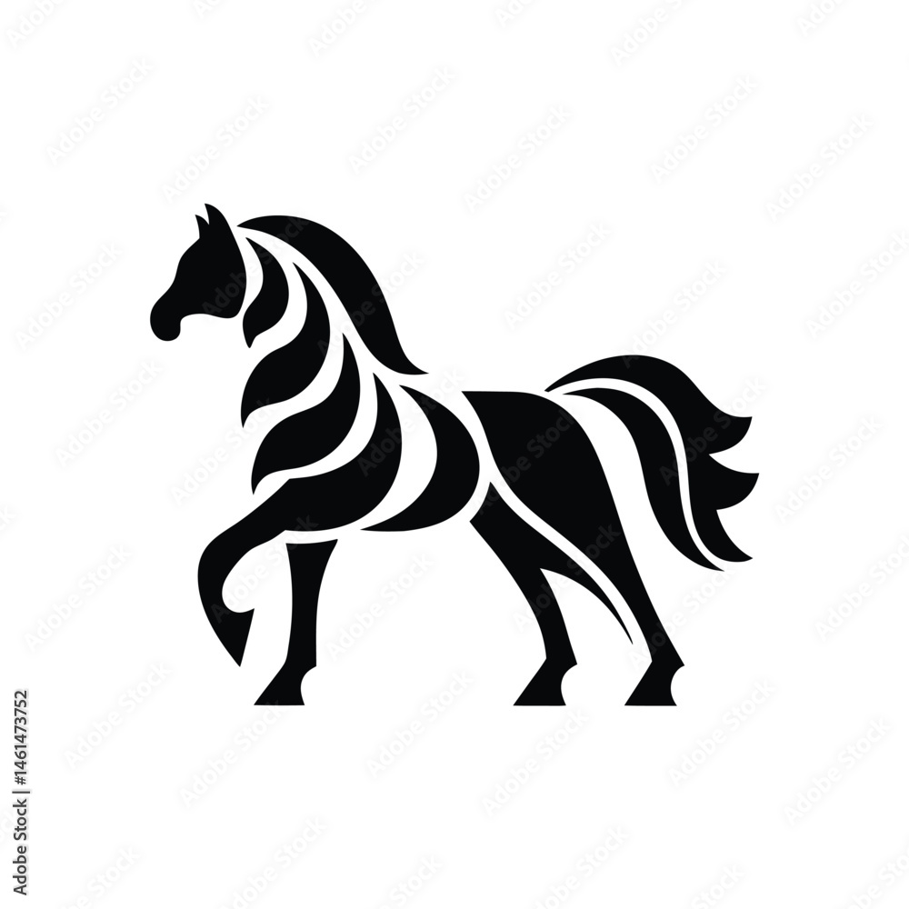 Fototapeta premium a solid black silhouette horse walking, Vector silhouette horse walking