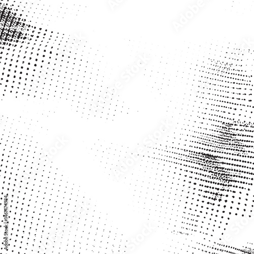 Abstract white background with scattered black dots and linear streaks.