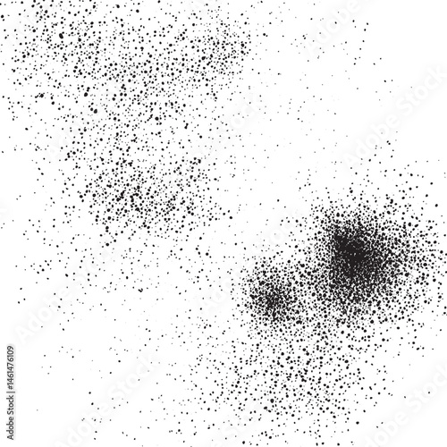 A scattered collection of black dots against a white background.
