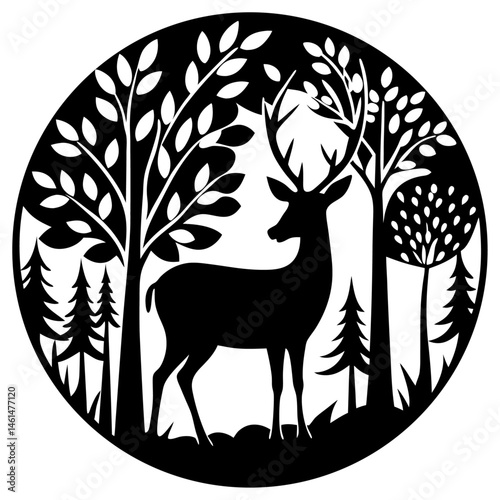 White-tailed Deer Silhouette Vector best art Wildlife Design