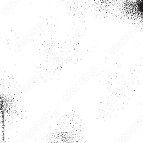 A textured white background displays scattered dark particles creating a dynamic abstract effect.