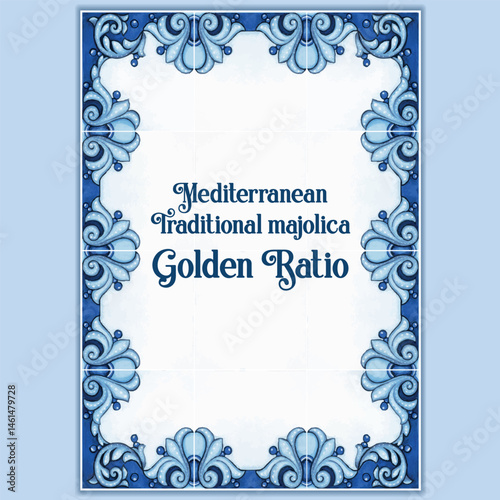 Watercolor hand drawn italian mediterranean tiles