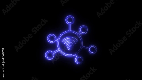 Neon WIFI wireless icon isolated . network connection icon animation , neon sign .WIFI signal icon .