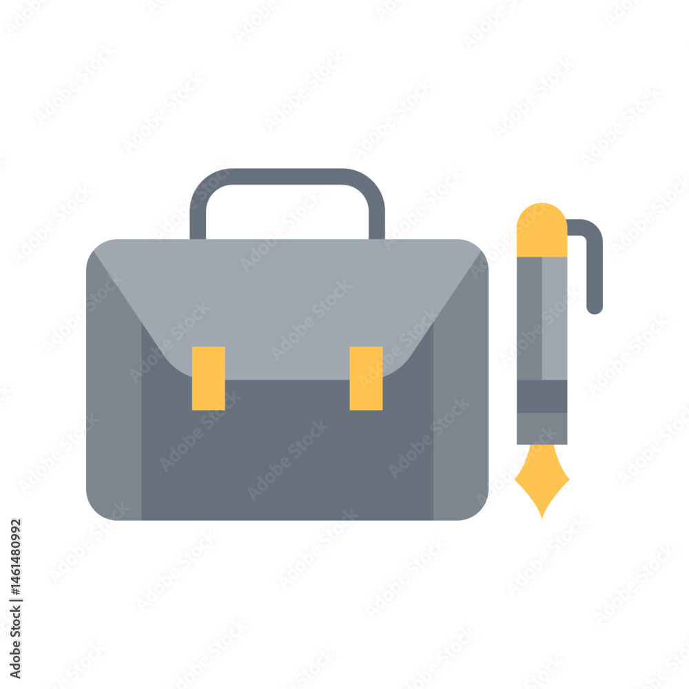 Briefcase and Pen icon vector image. Suitable for mobile apps, web apps and print media. Briefcase and Pen icon vector image. Suitable for mobile apps, web apps and print media.