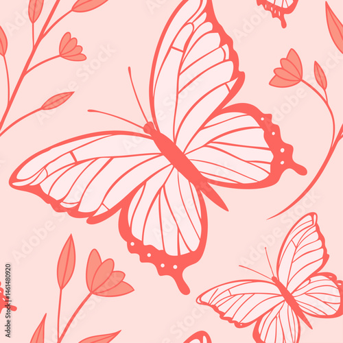 Butterfly Outlines Seamless Pattern Esoteric Delicate Nature Design