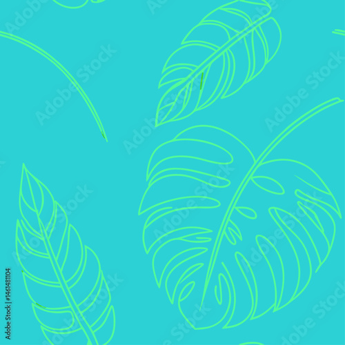 Stylized Leaves Feathers Seamless Pattern Nature Abstract Design