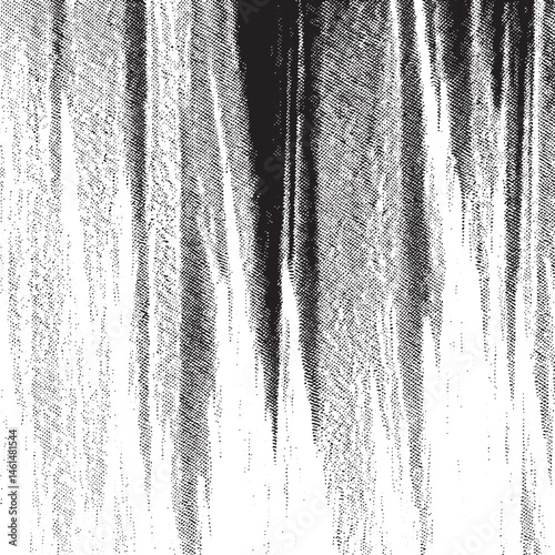 Black and white fabric drapes downwards creating a textured vertical