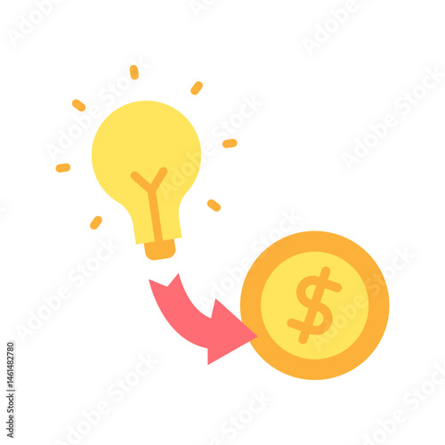 Convert Idea into Money icon vector image. Suitable for mobile apps, web apps and print media.