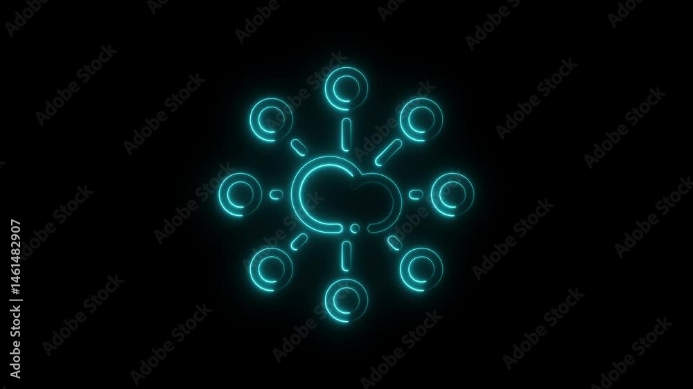 Neon glowing Molecule model or structure of the substance animation. Neon glowing Molecule model or structure of the substance animation.