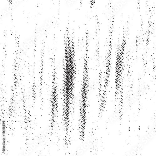 Black dots disperse across a white textured background.