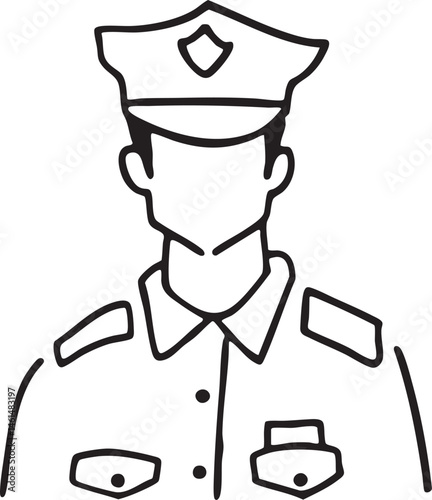 A uniformed individual stands with a focused expression.