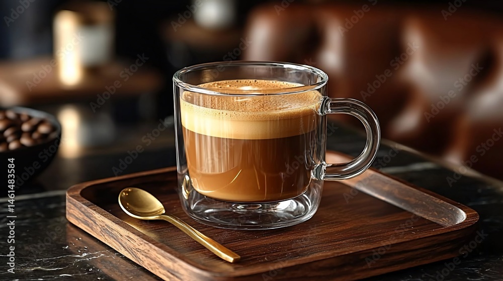 Espresso layered on tray Espresso layered on tray