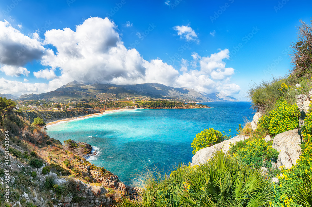 Superb seascape of Guidaloca Beach near Castellammare del Golfo.