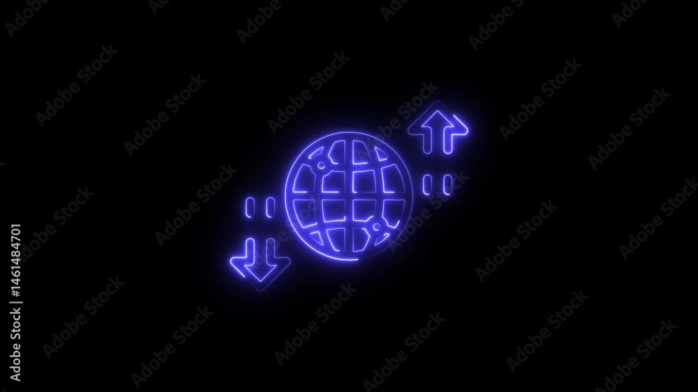 Glowing neon export icon isolated on black background. 4k Video motion graphic animation Glowing neon export icon isolated on black background. 4k Video motion graphic animation