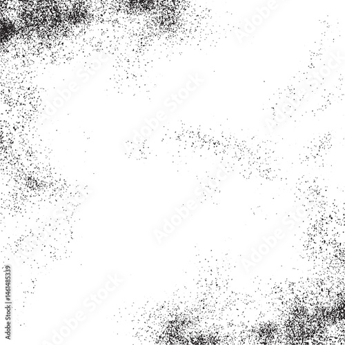 A textured white background with scattered dark particles creates a dynamic and abstract visual.