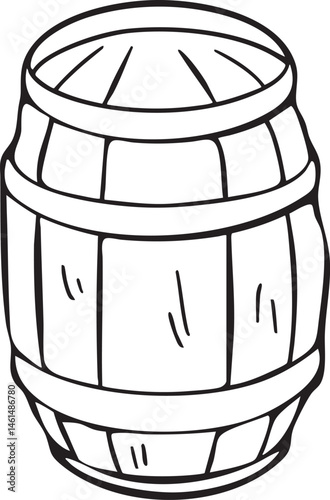 A simple black and white barrel stands upright.