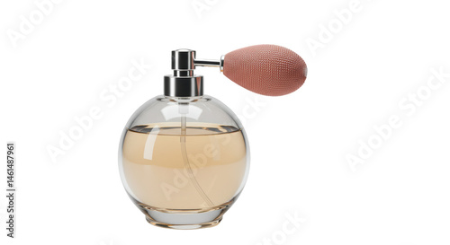 Isolated Vintage Perfume Bottle with Atomizer