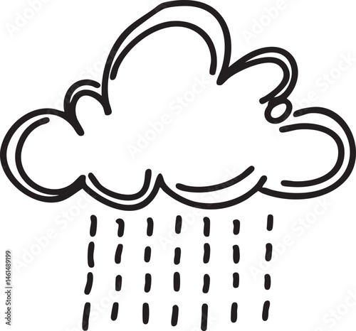 A simple cloud releases droplets of rain.
