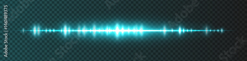 Blue waveform with moderate glow and sharp amplitude peaks on dark transparent background. Great for sound recording apps, music editing interfaces, or streaming visuals.