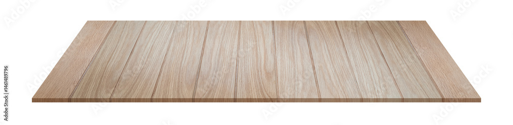 Naklejka premium Wood Table isolated Background,Perspective brown wooden table with abstract nature texture for material for studio room decoration,Top view plank dark brown wood floor with driftwood grain surface