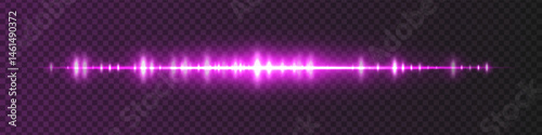 Purple waveform with moderate glow and sharp amplitude peaks on dark transparent background. Great for sound recording apps, music editing interfaces, or streaming visuals.