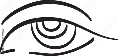A stylized eye with a prominent arched eyebrow.
